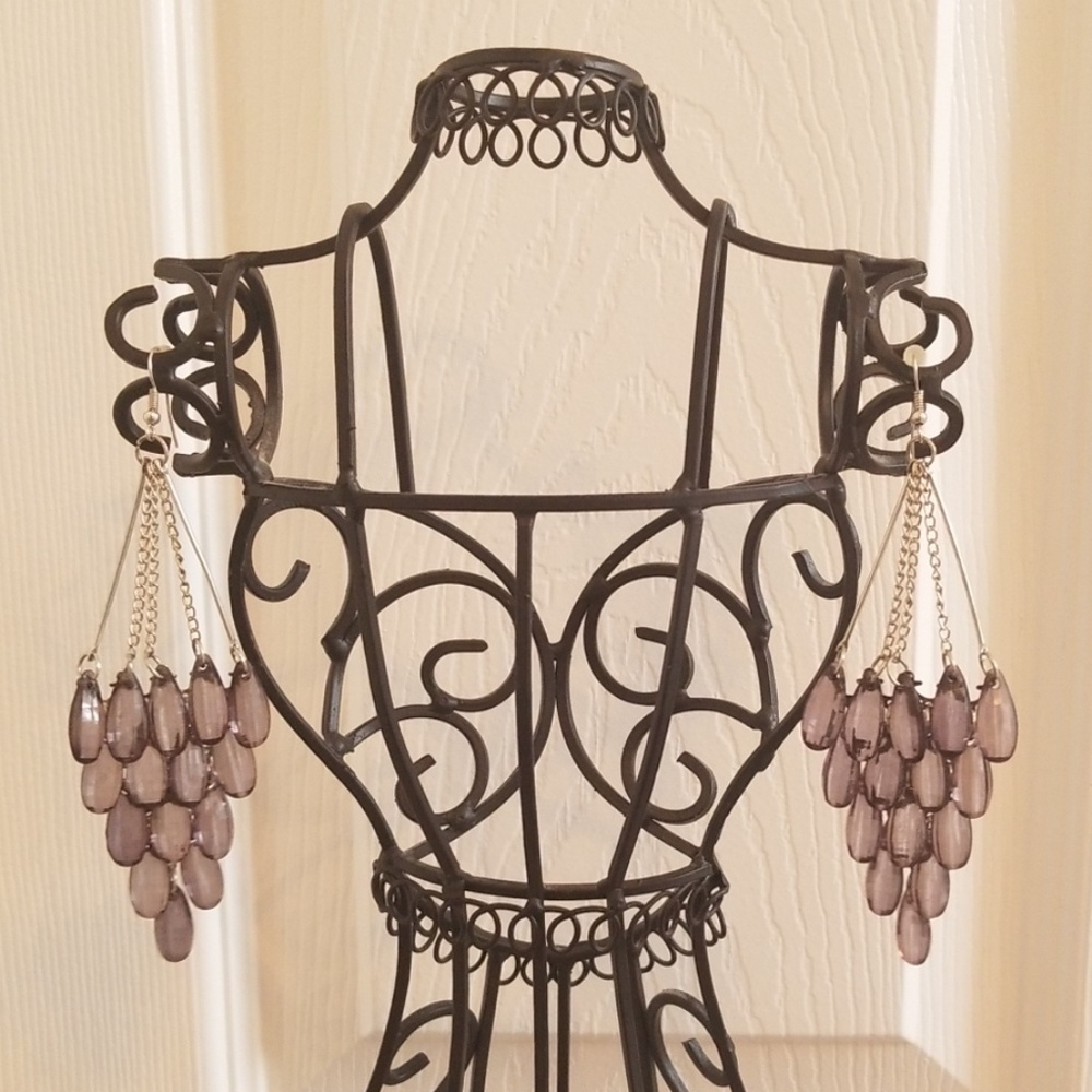 Earrings - Black and silver dangle